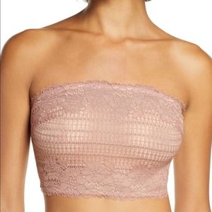 NEW! FREE PEOPLE INTIMATELY camila lace vintage rose bandeau bralette bra​ S